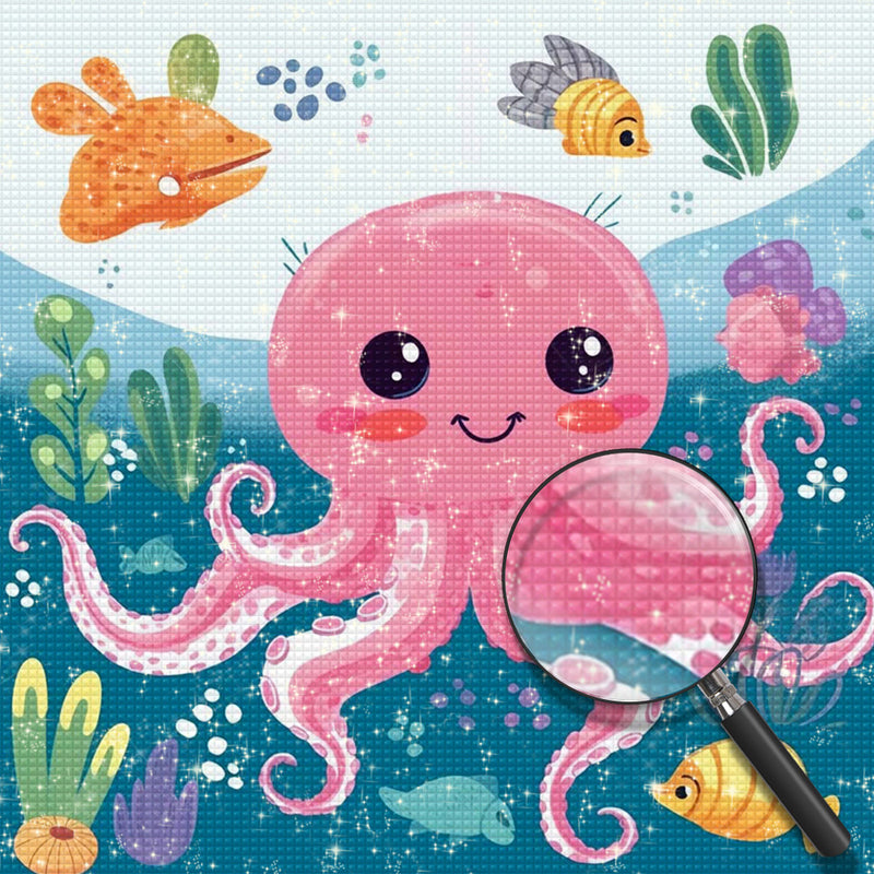 Rosa Cartoon Oktopus Diamond Painting