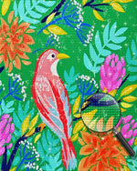 Rosa Cartoon Vogel auf dem Zweig Diamond Painting