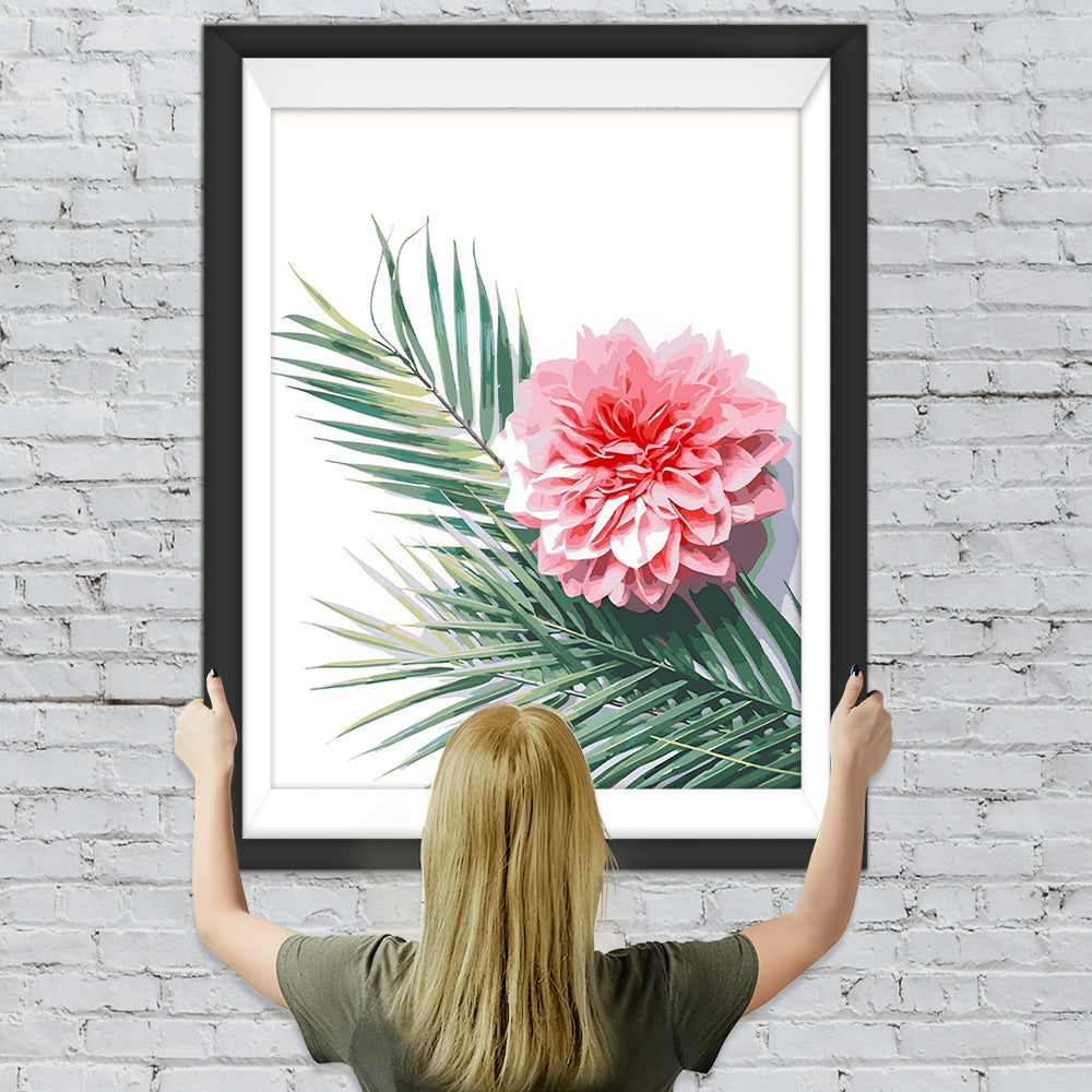 Rosa Chrysantheme und grünes Blatt Diamond Painting