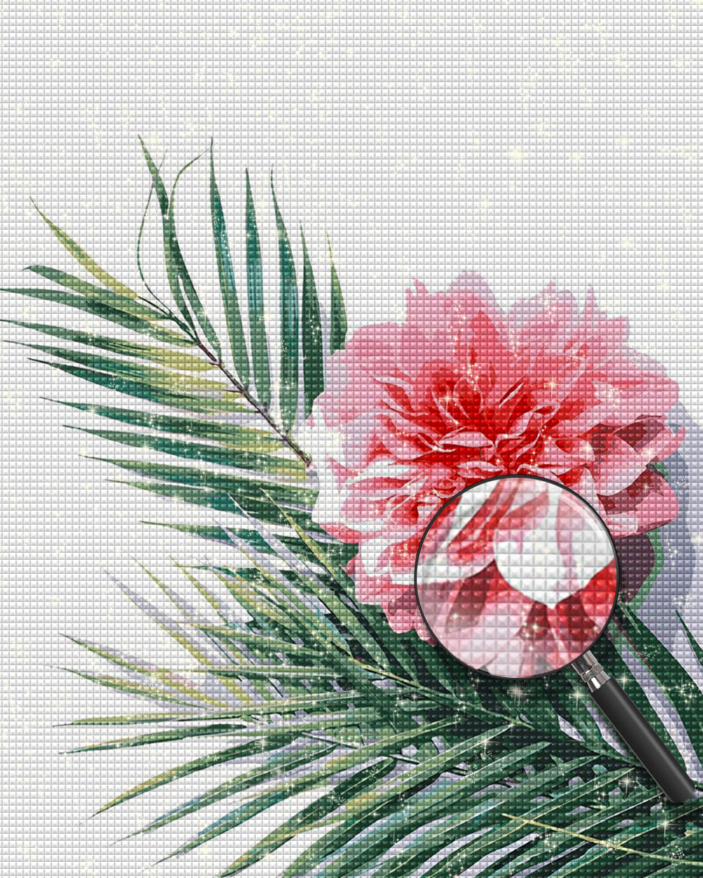 Rosa Chrysantheme und grünes Blatt Diamond Painting