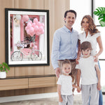 Rosa Fahrrad und Luftballons Diamond Painting