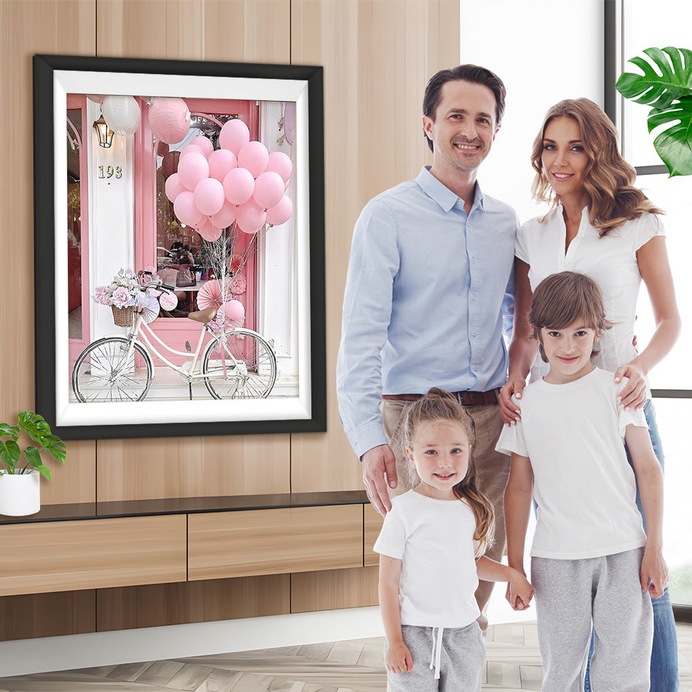 Rosa Fahrrad und Luftballons Diamond Painting