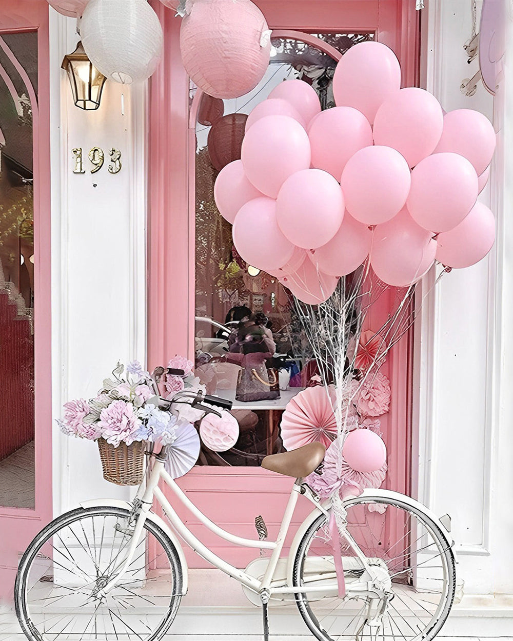 Rosa Fahrrad und Luftballons Diamond Painting