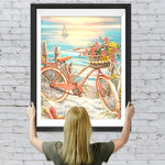 Rosa Fahrräder am Meer Diamond Painting