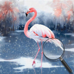 Rosa Flamingo auf dem See im Winter Diamond Painting