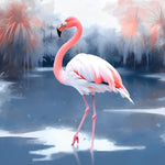 Rosa Flamingo auf dem See im Winter Diamond Painting