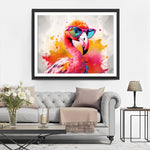 Rosa Flamingo mit Brille Diamond Painting