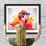 Rosa Flamingo mit Brille Diamond Painting