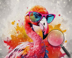 Rosa Flamingo mit Brille Diamond Painting