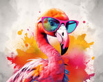 Rosa Flamingo mit Brille Diamond Painting