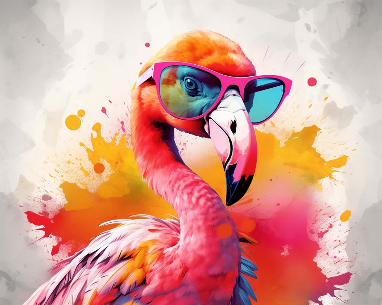 Rosa Flamingo mit Brille Diamond Painting