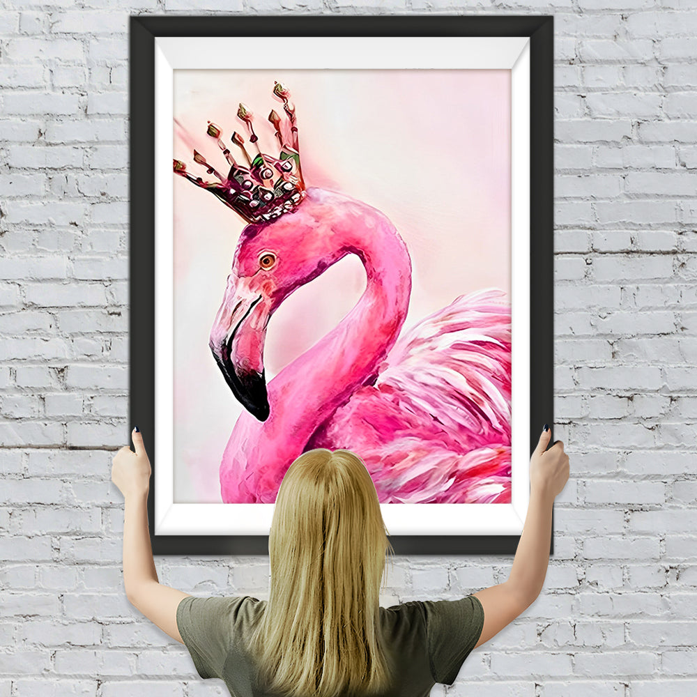 Rosa Flamingo mit Krone Diamond Painting