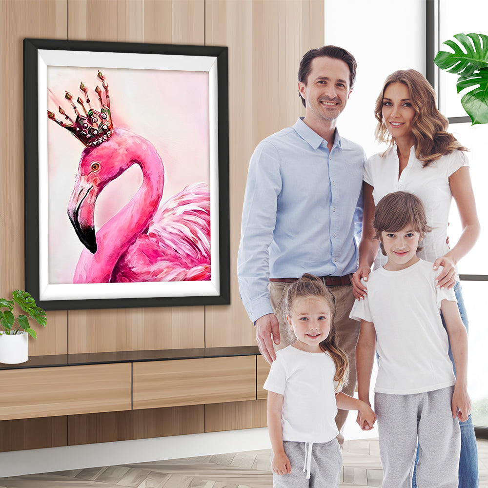 Rosa Flamingo mit Krone Diamond Painting
