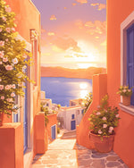 Rosa Gebäude am Meer Diamond Painting