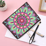 Rosa-grünes Lotus Mandala Diamond Painting Handgelenktasche