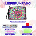 Rosa-grünes Lotus Mandala Diamond Painting Handgelenktasche