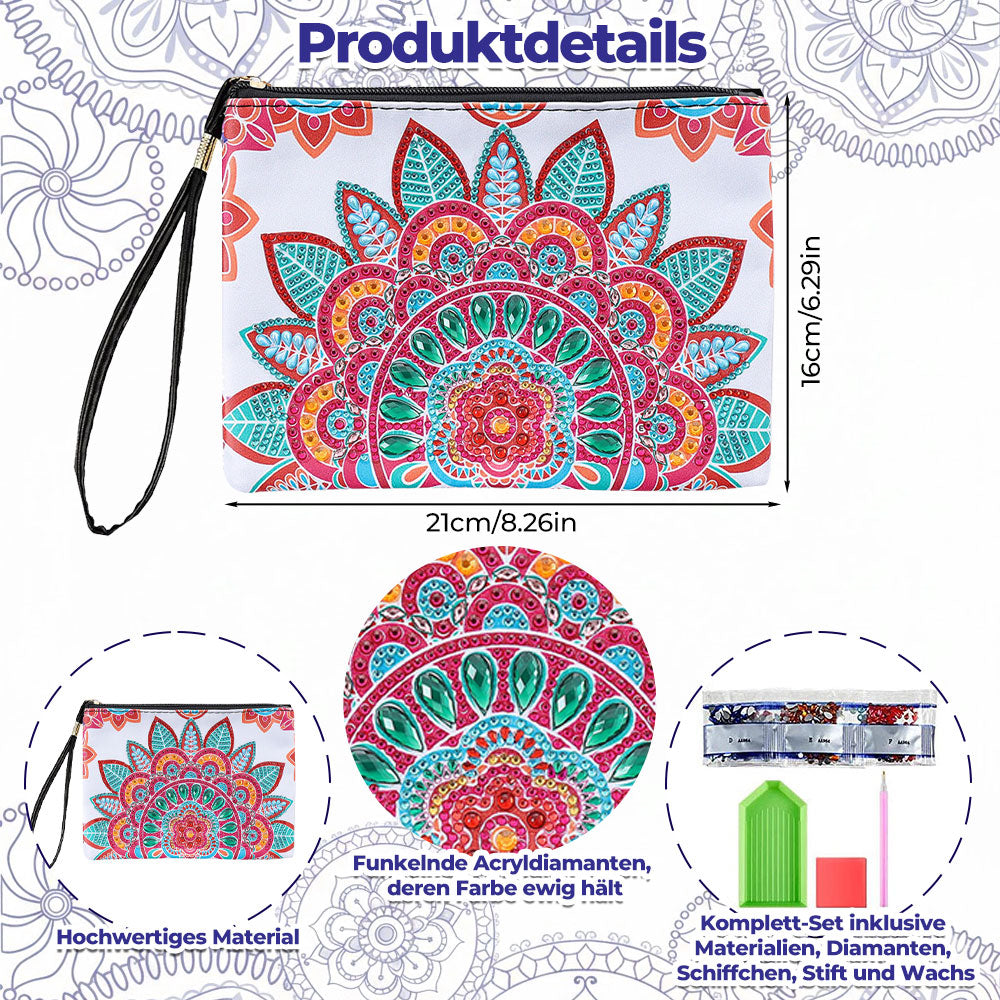 Rosa-grünes Mandala Diamond Painting Handgelenktasche