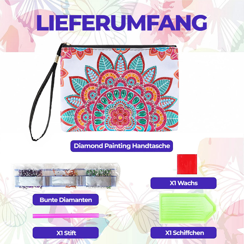 Rosa-grünes Mandala Diamond Painting Handgelenktasche