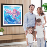 Rosa Haar Meerjungfrau im Meer Diamond Painting