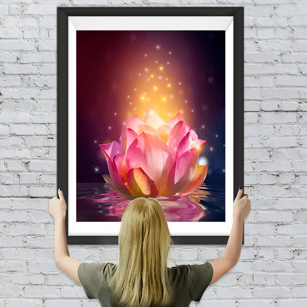 Rosa leuchtender Lotus Diamond Painting