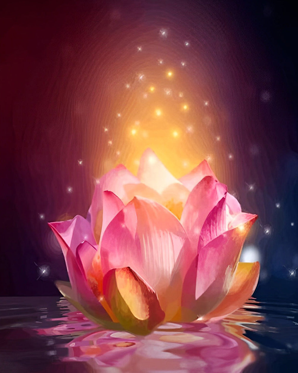 Rosa leuchtender Lotus Diamond Painting