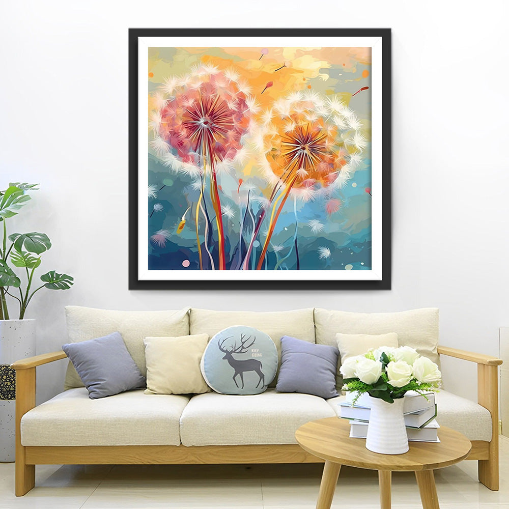 Rosa Löwenzahn Diamond Painting