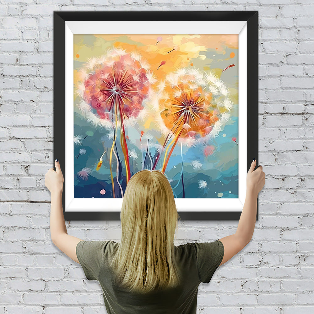 Rosa Löwenzahn Diamond Painting