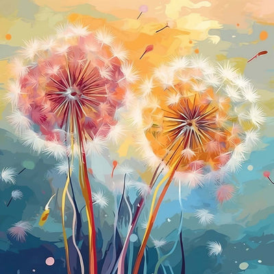 Rosa Löwenzahn Diamond Painting