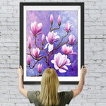 Rosa Magnolienblüten am Baum Diamond Painting