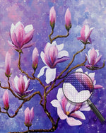 Rosa Magnolienblüten am Baum Diamond Painting