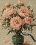Rosa Pfingstrosen in der Vase Diamond Painting