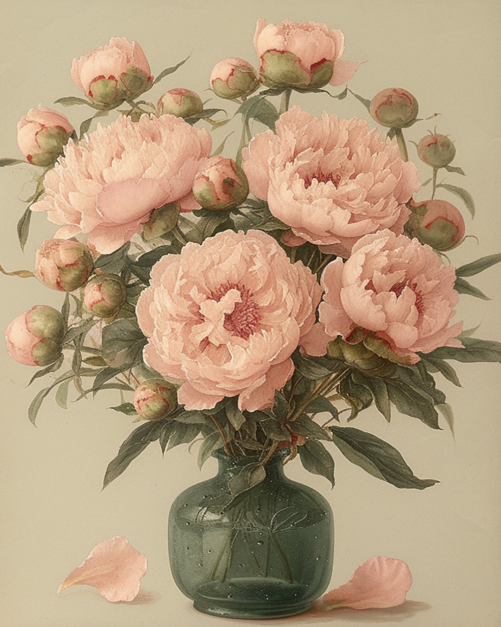 Rosa Pfingstrosen in der Vase Diamond Painting