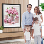 Rosa Pfingstrosen in der Vase Diamond Painting