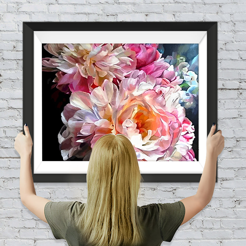 Rosa Pfingstrosen in voller Blüte Diamond Painting