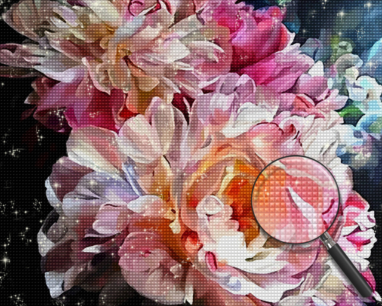 Rosa Pfingstrosen in voller Blüte Diamond Painting