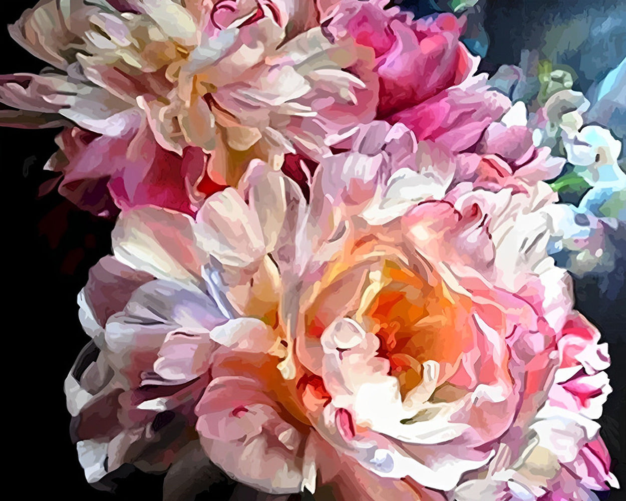 Rosa Pfingstrosen in voller Blüte Diamond Painting