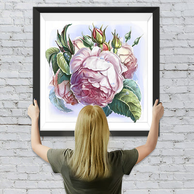 Rosa Pfingstrosen und Knospen Diamond Painting