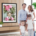 Rosa Pfingstrosen und weiße Maiglöckchen Diamond Painting