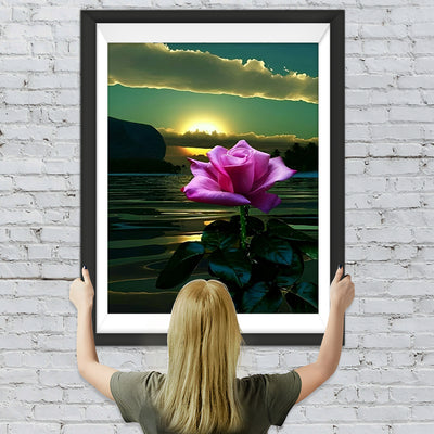 Rosa Rose am Meer Diamond Painting