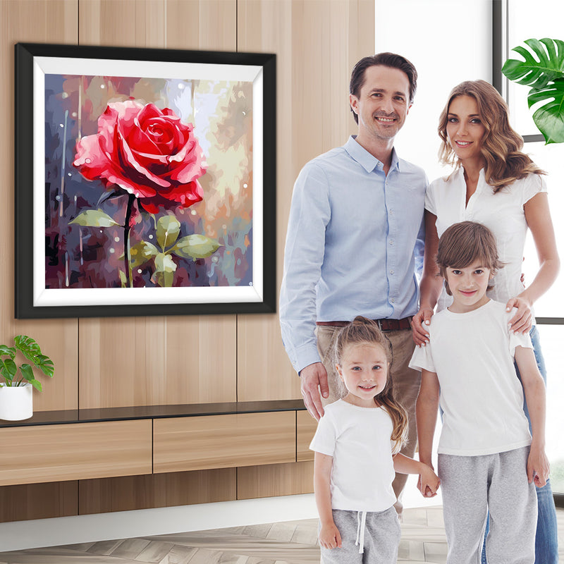 Rosa Rose im Regen Diamond Painting