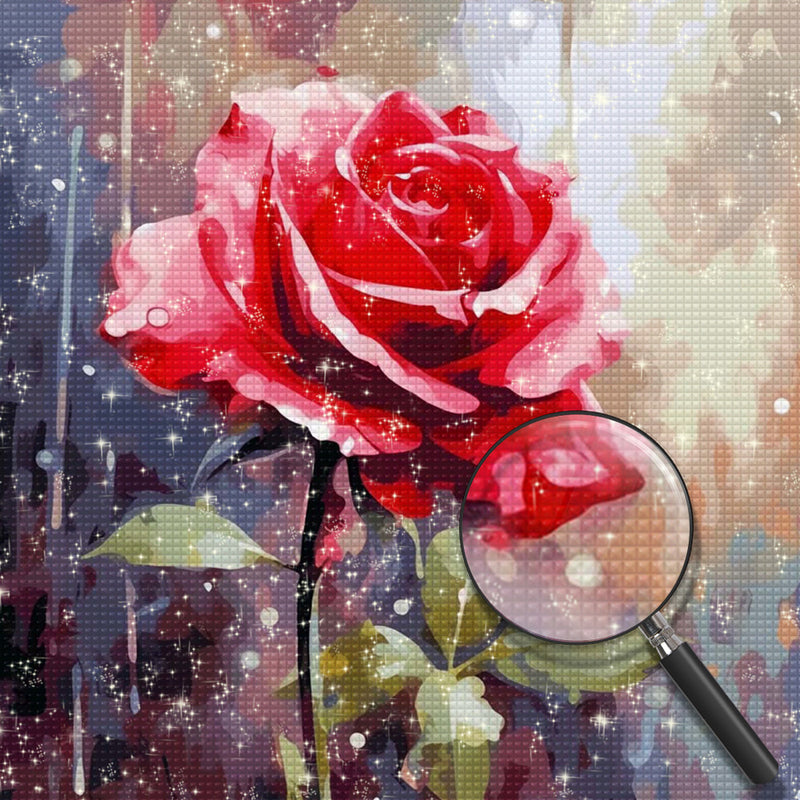 Rosa Rose im Regen Diamond Painting