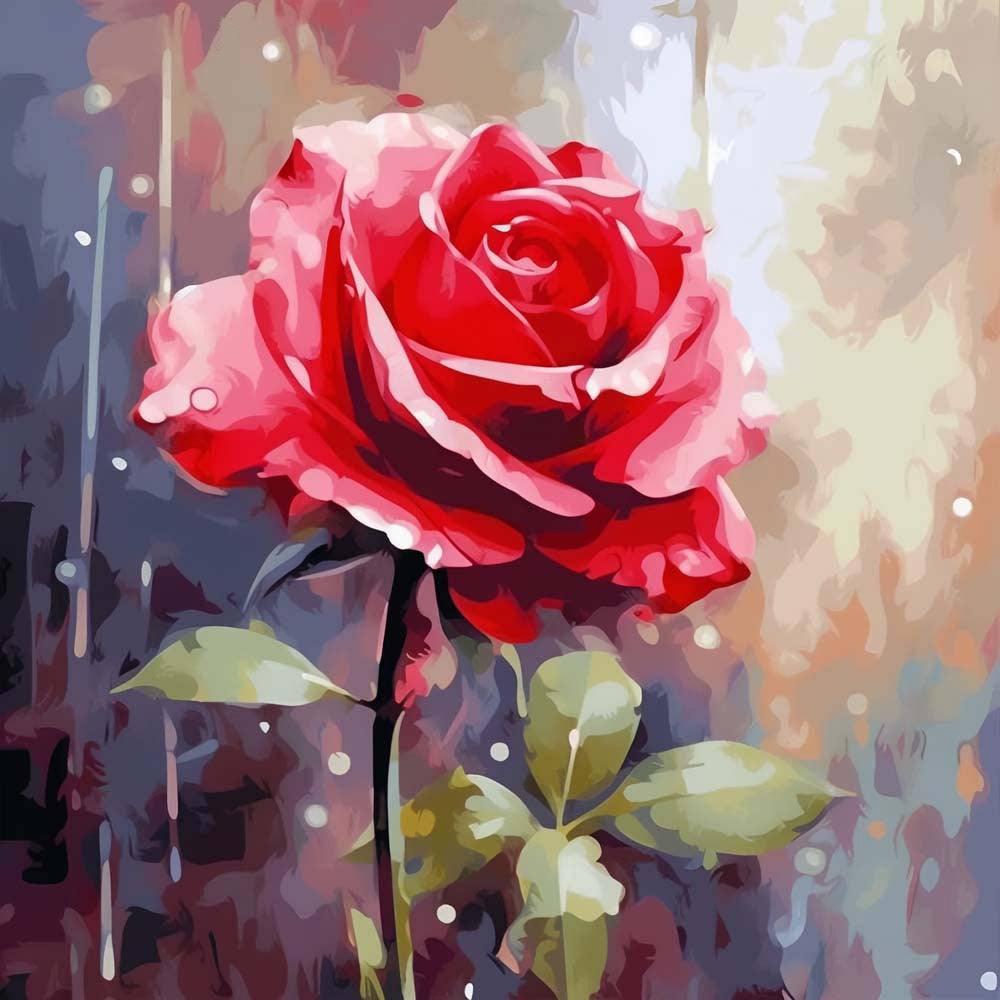 Rosa Rose im Regen Diamond Painting