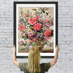 Rosa Rosen in Retro-Vase Diamond Painting