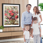 Rosa Rosen in Retro-Vase Diamond Painting