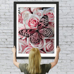Rosa Rosen und Schmetterling Diamond Painting