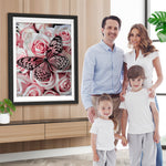 Rosa Rosen und Schmetterling Diamond Painting