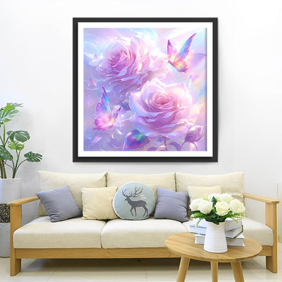 Rosa Rosen und Schmetterlinge Diamond Painting