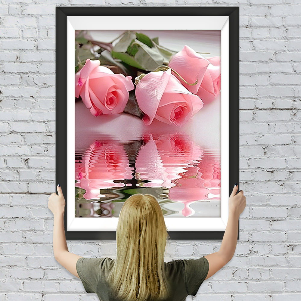 Rosa Rosen und Spiegelbild Diamond Painting