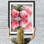 Rosa Rosen und Spiegelbild Diamond Painting