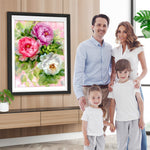 Rosa, rote und weiße Pfingstrosen Diamond Painting